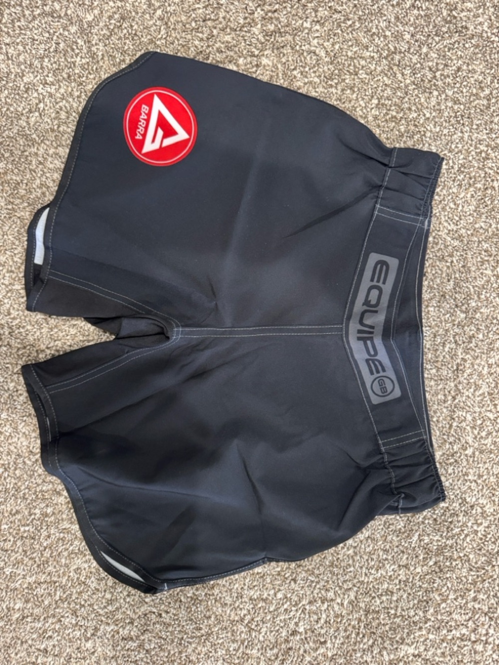 Gracie Barra Black Athletic Shorts with Red Patch